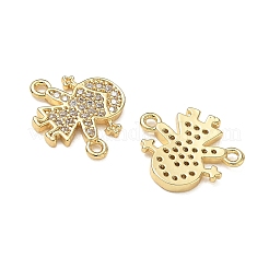 Breloques connecteurs en laiton serties de micro-pavés de zirconiums cubiques colorés pour la création de bijoux&nbsp;CU-CBAAA59-01G-03