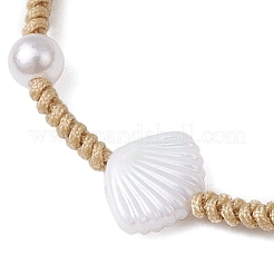 Braccialetti di perline intrecciate con perle sintetiche in plastica ABS regolabili per donna&nbsp;BJEW-JB11871-03