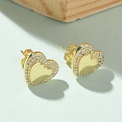 Ohrstecker aus Messing mit Mikropavé und klaren kubischen Zirkonia für Damen&nbsp;LS-EJEW-U034-02G-02