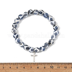 3 bracelet extensible rond en perles Dzi&nbsp;BJEW-JB14420