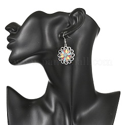 Ohrhänger im böhmischen Stil aus Emaille und synthetischem Türkis für Damen&nbsp;EJEW-JE07341