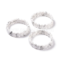 Pulsera elástica con cuentas ovaladas de howlita natural&nbsp;G-E010-01Z