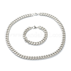 Schmucksets aus kubanischen Gliederketten und Armbändern aus Edelstahl 304&nbsp;SJEW-B019-03D-P