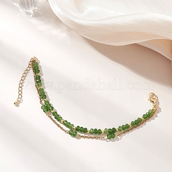 Bracelets multi-rangs ajustables en jade naturel de Malaisie et acier inoxydable 304&nbsp;BJEW-JB13035-02