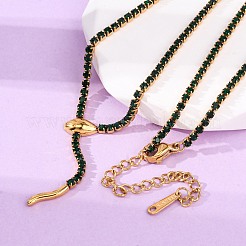 Colliers de tennis en acier inoxydable 304 avec chaîne serpent et strass émeraude pour femmes&nbsp;LS-NJEW-A051-02G