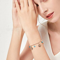6 Stück 6-teiliges Charm-Armband-Set aus Legierung mit Blumenmotiv&nbsp;BJEW-FI0001-79