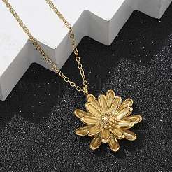 Colliers à chaîne en acier inoxydable 304 avec pendentif tournesol pour femmes&nbsp;NJEW-R011-02G