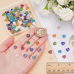 100 Stück handgefertigte Millefiori-Glasperlen in Herzform&nbsp;LAMP-ME0001-09