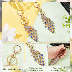Porte-clés pendentif paon mauvais œil en émail&nbsp;KEYC-WH0036-05KCG
