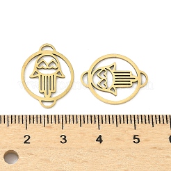 Anello in acciaio inossidabile 201 tagliato al laser con maglie a forma di mano di Hamsa&nbsp;STAS-P428-09G