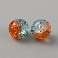 Perle di vetro craquelé trasparente bicolore&nbsp;GLAA-WH0038-15A