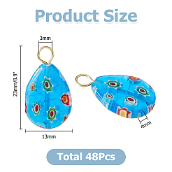48 Stück handgefertigte Anhänger aus Millefiori-Glas&nbsp;PALLOY-HS00035