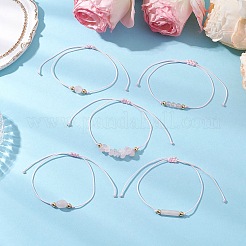 5 Stück 5 Stile natürliche Rosenquarz geflochtene Perlenarmbänder&nbsp;BJEW-JB11681-03