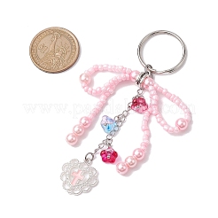 Porte-clés en perles de rocaille de verre&nbsp;KEYC-MZ00001-02