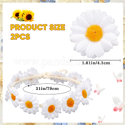 2 Stück kleines Sonnenblumenkranz-Stirnband aus Stoff&nbsp;OHAR-CP0001-20B