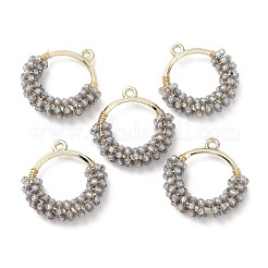Messingring mit Saatperlenperlenanhängern&nbsp;GLAA-K060-06G-04