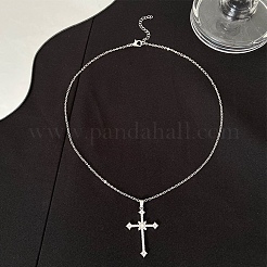 Lega piena di cristallo strass religione croce pendente catena cavo collane per le donne&nbsp;PW-WG8E4F5-01