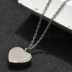 Colliers pendentifs en forme de cercueil cinéraire en forme de cœur en acier inoxydable 304&nbsp;NJEW-V002-02P