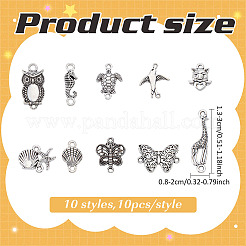 100 pz 10 stili in lega di stile tibetano collegamenti/connettori&nbsp;TIBE-ME0001-02