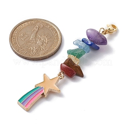 Dijes de esmalte de aleación de arcoíris y decoración colgante con cuentas de chips de piedras preciosas de chakra&nbsp;HJEW-JM01206