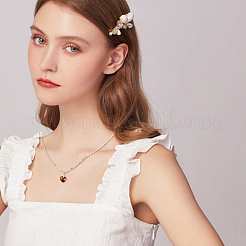 6 Uds. Juego de collares con colgante de corazón de vidrio de 6 estilos con cadenas de latón&nbsp;NJEW-AB00021