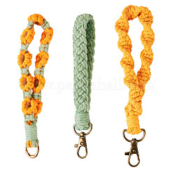 3 Stück handgemachte geflochtene Handgelenk-Lanyard-Anhängerdekorationen aus Baumwolle im 3-Stil&nbsp;AJEW-TA0001-47B