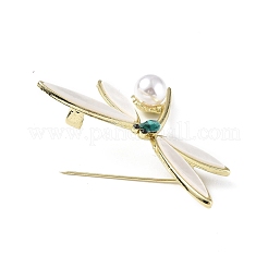 Strass-Libelle mit Kunststoff-Imitationsperlen-Broschennadel&nbsp;X-JEWB-I020-02LG