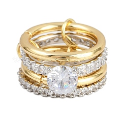 Bagues en laiton avec micro pavé de zircons cubiques pour femmes&nbsp;RJEW-P160-01F-G01