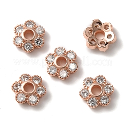 Capuchon de perles de zircone cubique en laiton plaqué en rack&nbsp;KK-C020-12A-RG