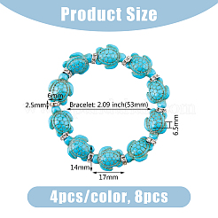 8 Stück 2 Farben gefärbte synthetische türkisfarbene Schildkrötenperlen-Stretch-Armband-Set für Frauen&nbsp;BJEW-DC0001-04