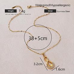 Collares con colgante de infinito de acero inoxidable 304 vintage con cristales y rhinestone para mujer.&nbsp;UB6493