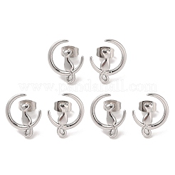 Anlaufgeschützte Ohrstecker aus 304 Edelstahl mit Mondkatzenmotiv für Damen&nbsp;EJEW-K279-05P