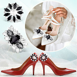 8 Stück 4 Stile Messing-Strass-Schuhdekorationen&nbsp;AJEW-GA0006-98