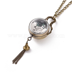 Legierung runden Anhänger Halskette Quarz Taschenuhr&nbsp;X-WACH-N011-07A