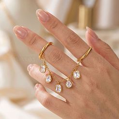 Doppelfingerringe aus Edelstahl 304 mit Pavé-Fassung aus Zirkonia&nbsp;VP4247
