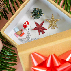 12 décoration d'étoile de sapin de Noël en résine pailletée&nbsp;DIY-DR0002-20