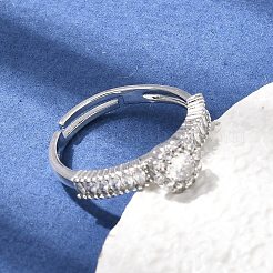 Anelli aperti con polsino in ottone micro pavé di zirconi cubici trasparenti&nbsp;CU-CBA5C10-18P