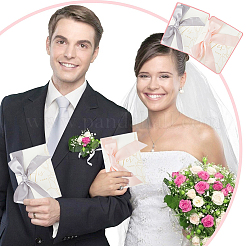 2 set di biglietti di auguri nuziali in carta rettangolare con motivo floreale&nbsp;AJEW-GF0008-58B