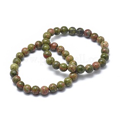 Bracelets extensibles de perles naturelles unakite&nbsp;BJEW-K212-A-006