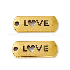 Tibétain rectangle en alliage de style avec mot amour pendentifs&nbsp;TIBEP-Q043-069AG-RS