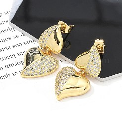 Pendientes de tuerca de circonita cúbica transparente con micro pavé de latón chapado en rack para mujer&nbsp;EJEW-C125-21C-G