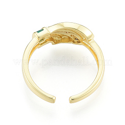 Bague de manchette ouverte feuille de zircone cubique&nbsp;RJEW-N037-037