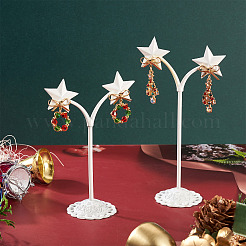 2 Paar 2 Stile Bowknot mit Kranz & Weihnachtsbaum Legierung Glas baumeln Ohrstecker&nbsp;EJEW-TA00699