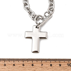 Collana con ciondolo a croce religiosa in acciaio inossidabile 304 e catena a maglie con chiusura a moschettone per donna&nbsp;NJEW-G199-02P