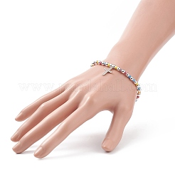 Set di braccialetti elasticizzati con perline rotonde in vetro colorato e ematite sintetica da 4 pezzo&nbsp;BJEW-JB08944