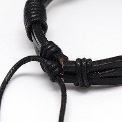 Trendy unisex lässig gewachste schnur und lederarmbänder&nbsp;BJEW-L298-02