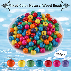 200 Stück gefärbte Naturholzperlen&nbsp;WOOD-GF0002-13B