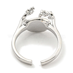Offene Manschettenringe aus Messing mit Mikropflaster und Zirkonia in Blattform für Damen&nbsp;RJEW-I103-006P
