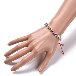 Tondo piatto con braccialetto di perline malocchio&nbsp;BJEW-JB07102-02