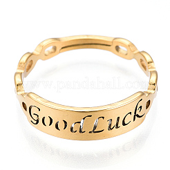 Bague ajustable porte-bonheur en acier inoxydable 304 avec placage ionique (IP) pour femme&nbsp;RJEW-T027-13G